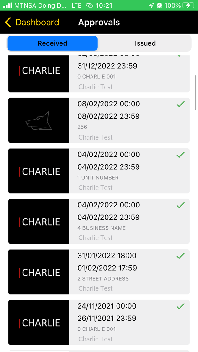 Charlie approvals